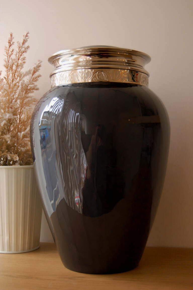 Blessing Standard Adult Urn Pearl Midnight & Polished Silver