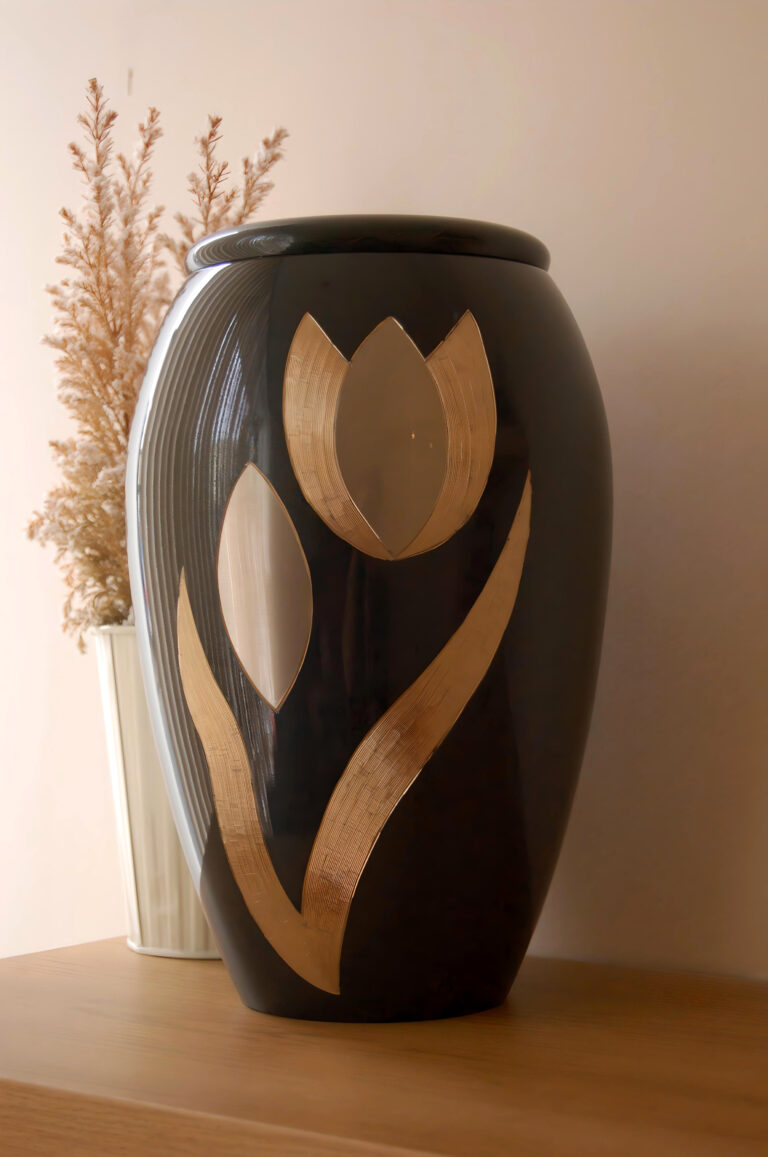 Majestic Tulip Standard Adult Urn Midnight & Brushed Pewter