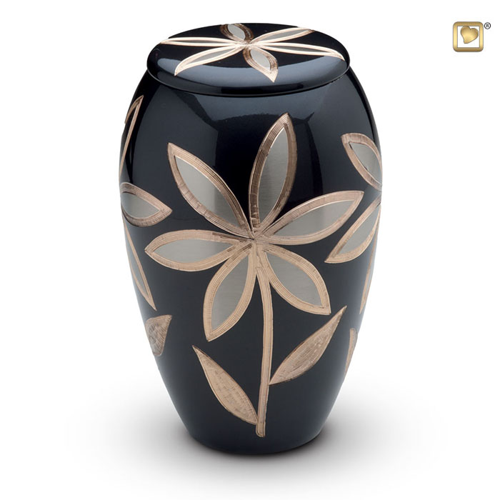Majestic Lilies Standard Adult Urn Midnight & Brushed Pewter