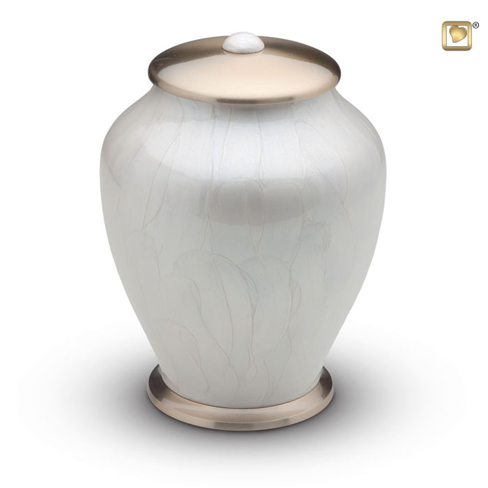 Simplicity Standard Adult Urn Pearl White & Brushed Gold