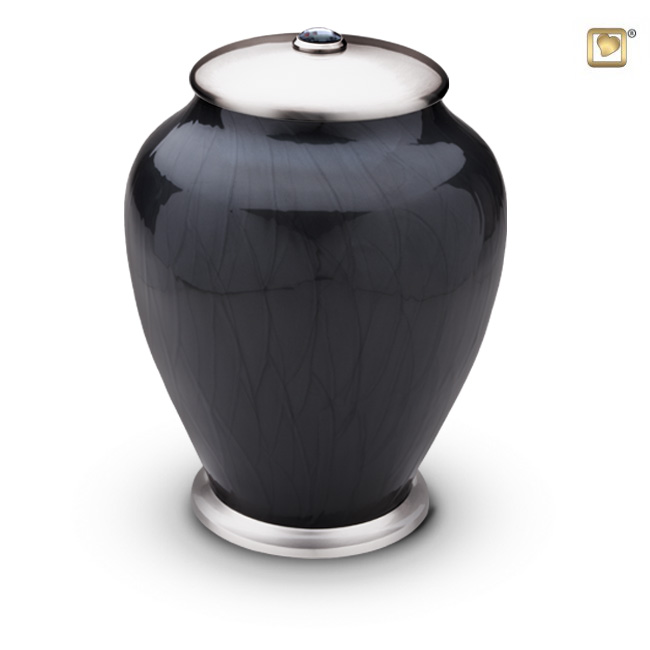 Simplicity Standard Adult Urn Pearl Midnight & Brushed Pewter with Crystal