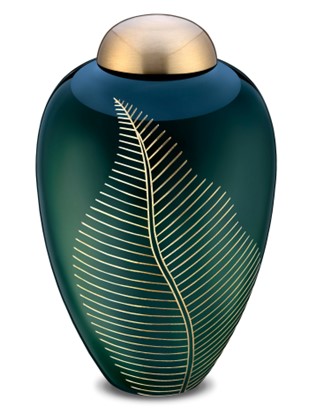 Elegant Leaf Standard Adult Urn Green & Brushed Gold