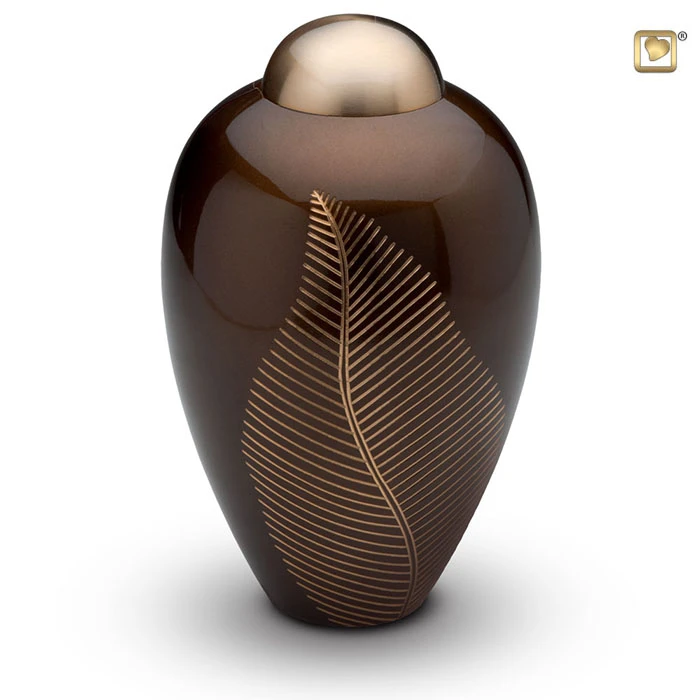 Elegant Leaf Adult Urn Bronze & Brushed Gold