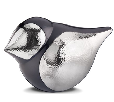 SoulBird Female Standard Adult Urn Midnight & Hammered Silver