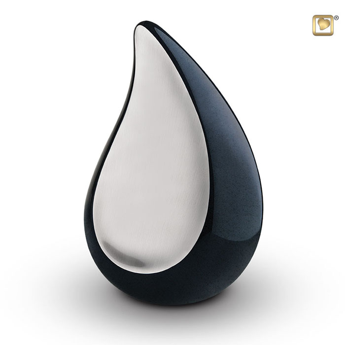TearDrop Standard Adult Urn Midnight & Brushed Pewter