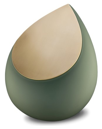 Drop Standard Adult Urn Sage Green & Brushed Gold