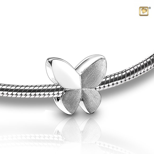 Butterfly Ashes Bead Polished & Brushed Silver