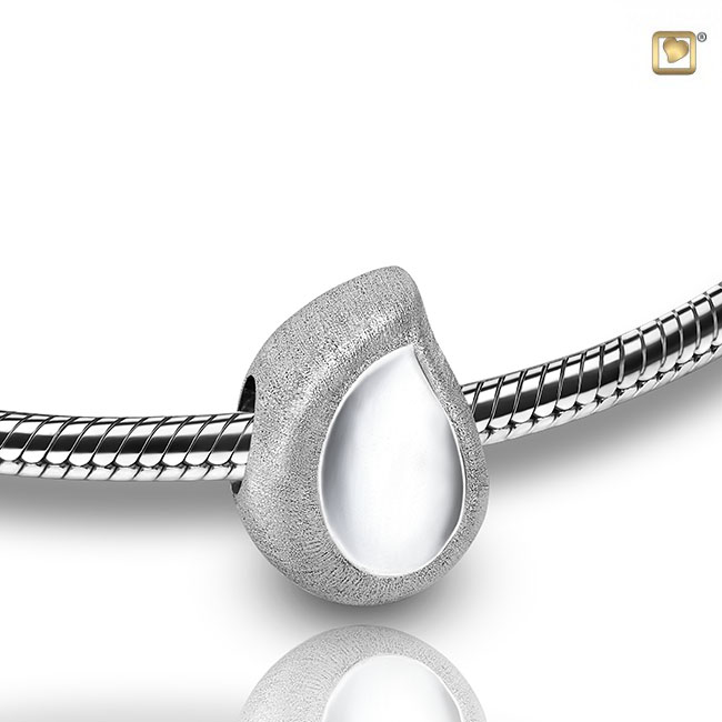 TearDrop Ashes Bead Polished & Brushed Silver