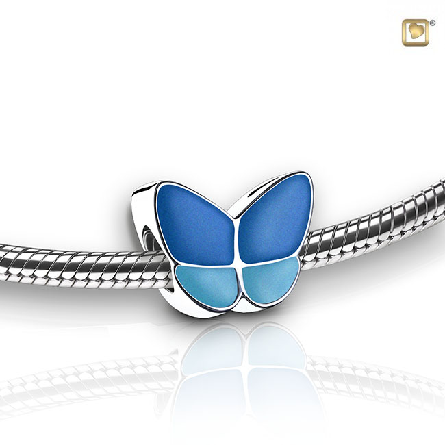 Wings of Hope Ashes Bead Pearl Blue & Polished Silver
