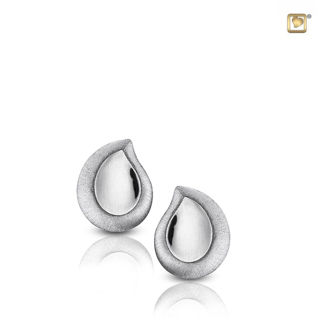 TearDrop Stud Earrings Polished & Brushed Silver
