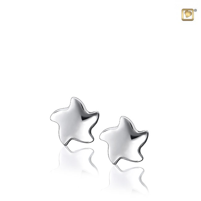 Angelic Star Stud Earrings Polished Silver