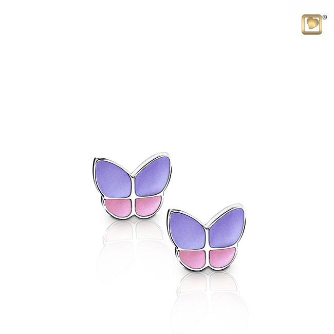 Wings of Hope Stud Earrings Pearl Lavender & Polished Silver
