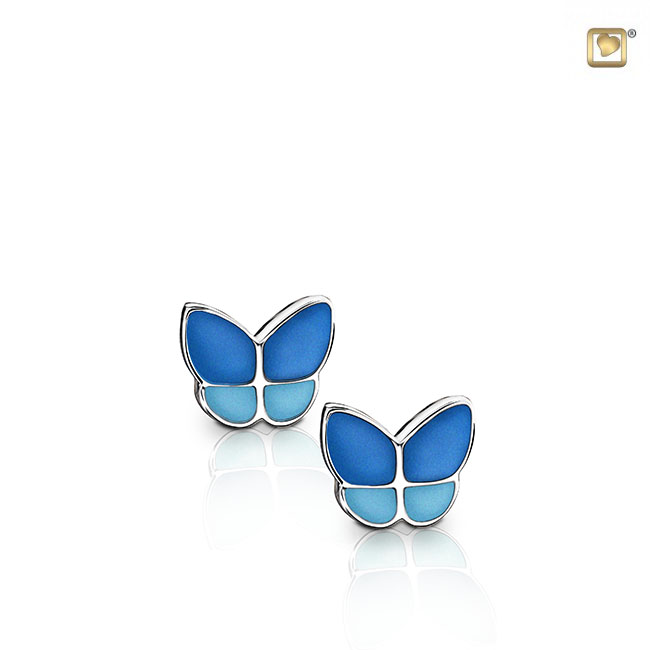 Wings of Hope Stud Earrings Pearl Blue & Polished Silver