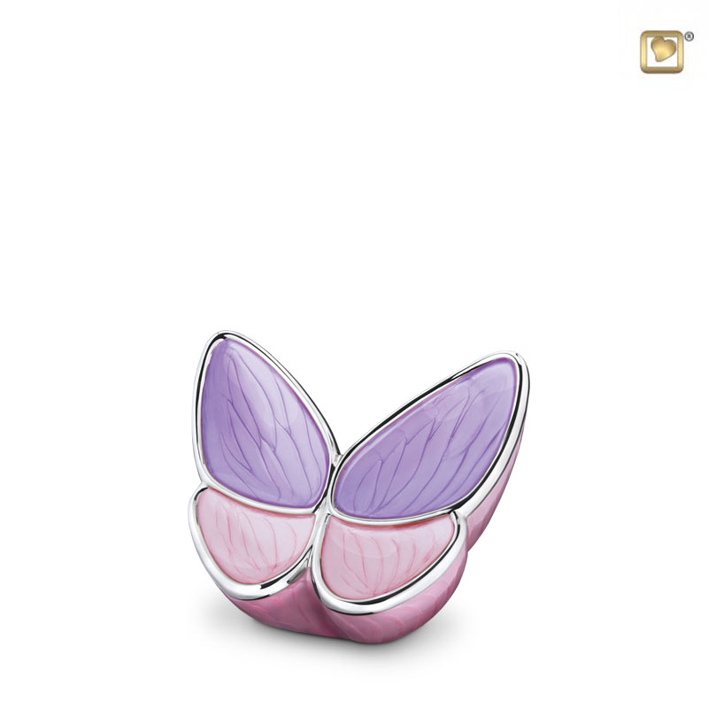 Wings of Hope Keepsake Urn Pearl Lavender & Polished Silver