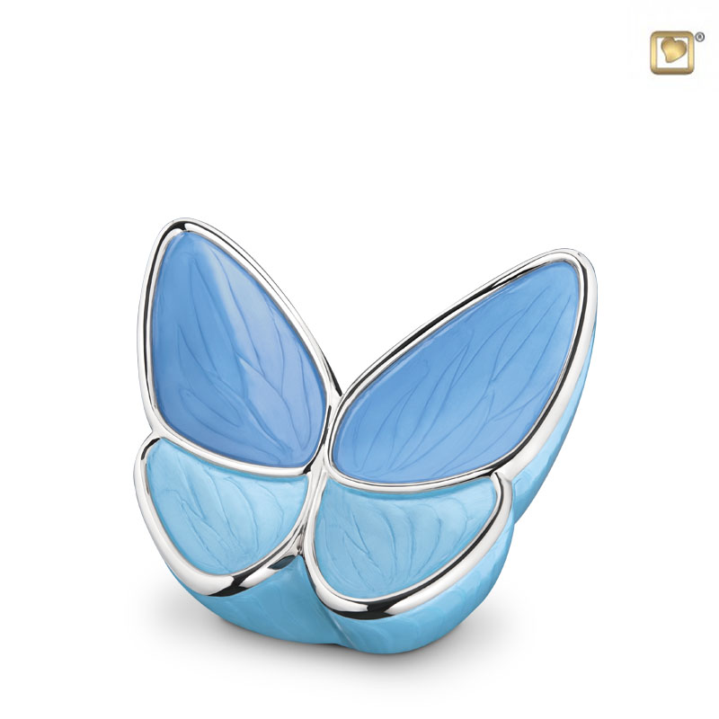 Wings of Hope Keepsake Urn Pearl White & Polished Silver