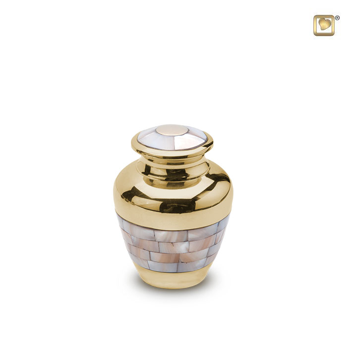 Mother of Pearl Keepsake Urn Polished Gold