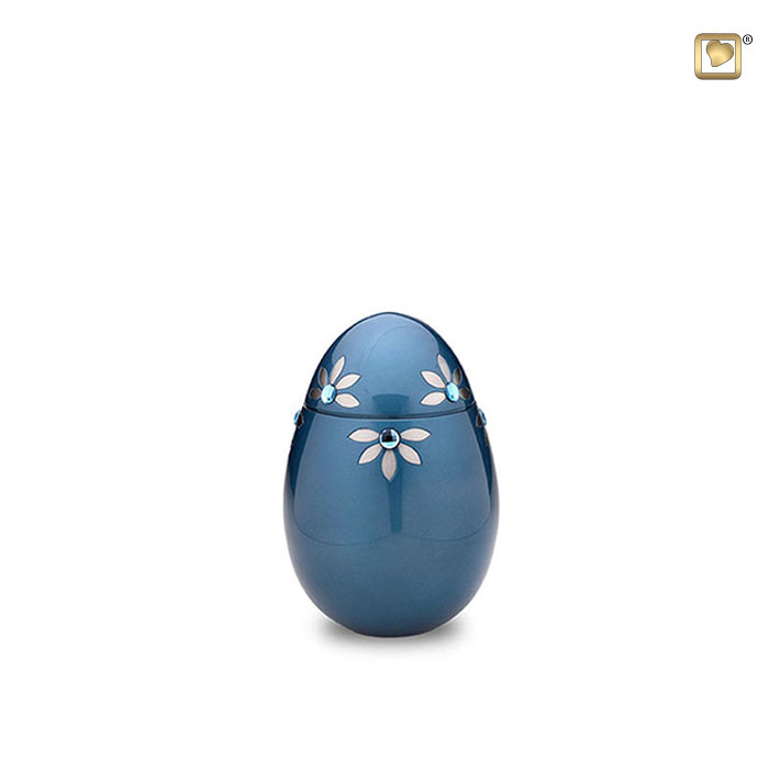 Nirvana Azure Keepsake Urn Blue & Brushed Pewter with Crystal