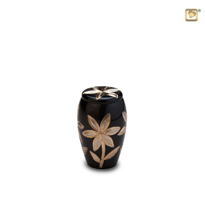 Majestic Lilies Keepsake Urn Midnight & Brushed Pewter