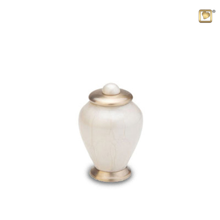 Simplicity Keepsake Urn Pearl White & Brushed Gold