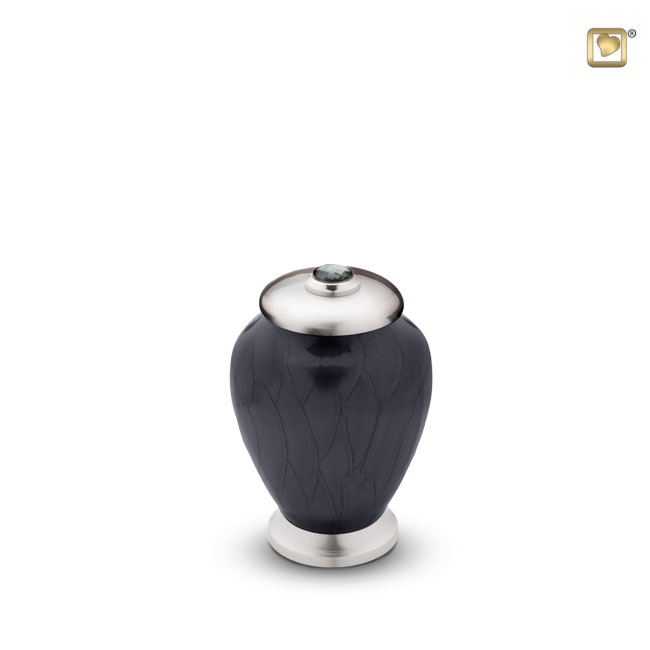Simplicity Keepsake Urn Pearl Midnight & Brushed Pewter with Crystal