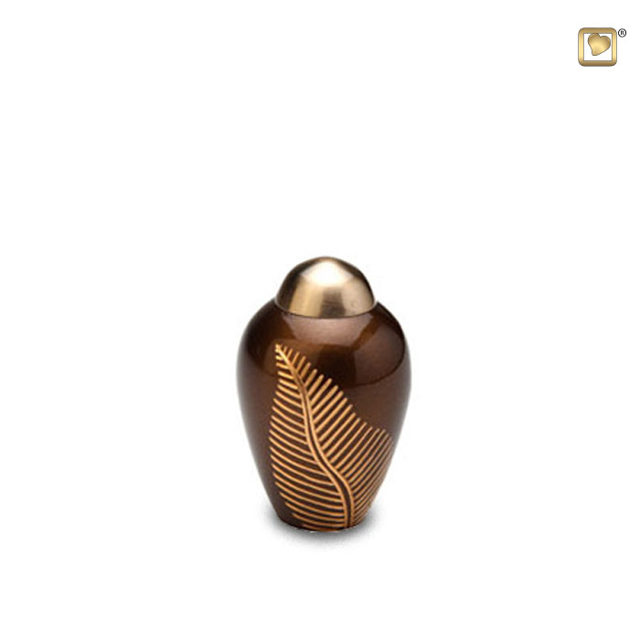 Elegant Leaf Keepsake Urn Bronze & Brushed Gold