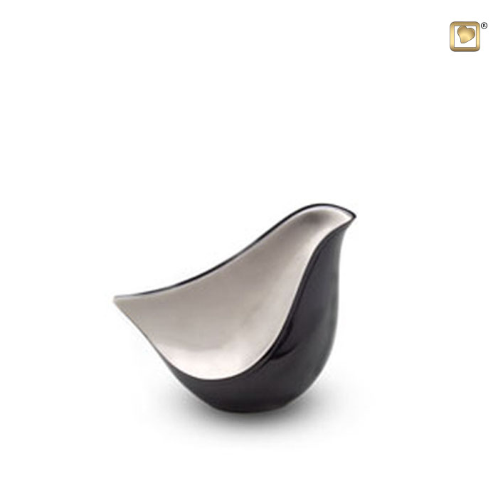LoveBird Keepsake Urn Midnight & Brushed Pewter
