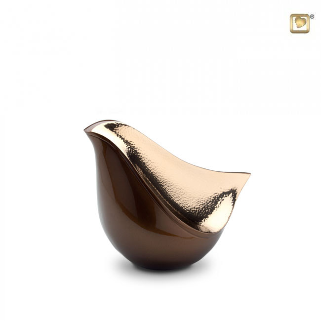 LoveBird Keepsake Urn Bronze & Hammered Gold