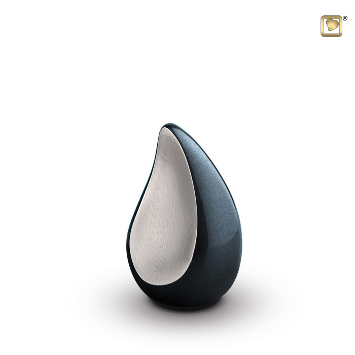 TearDrop Keepsake Urn Midnight & Brushed Pewter