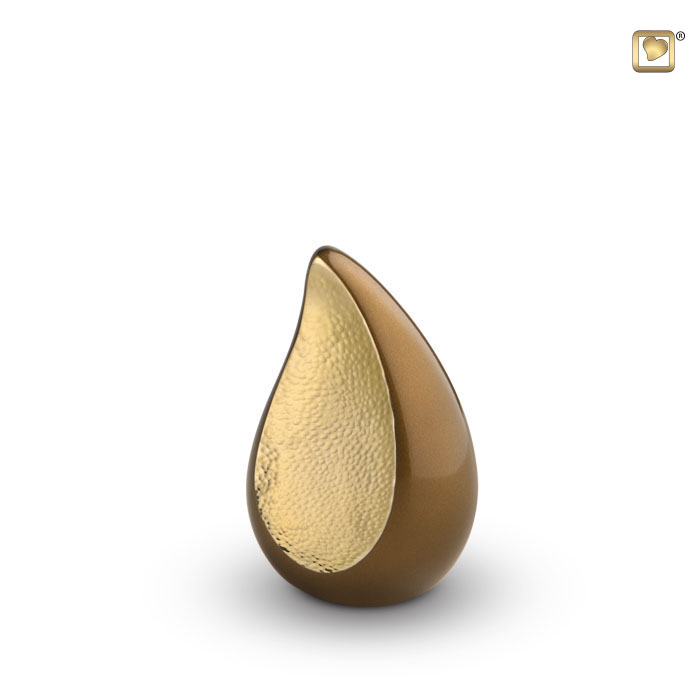 TearDrop Keepsake Urn Bronze & Hammered Gold