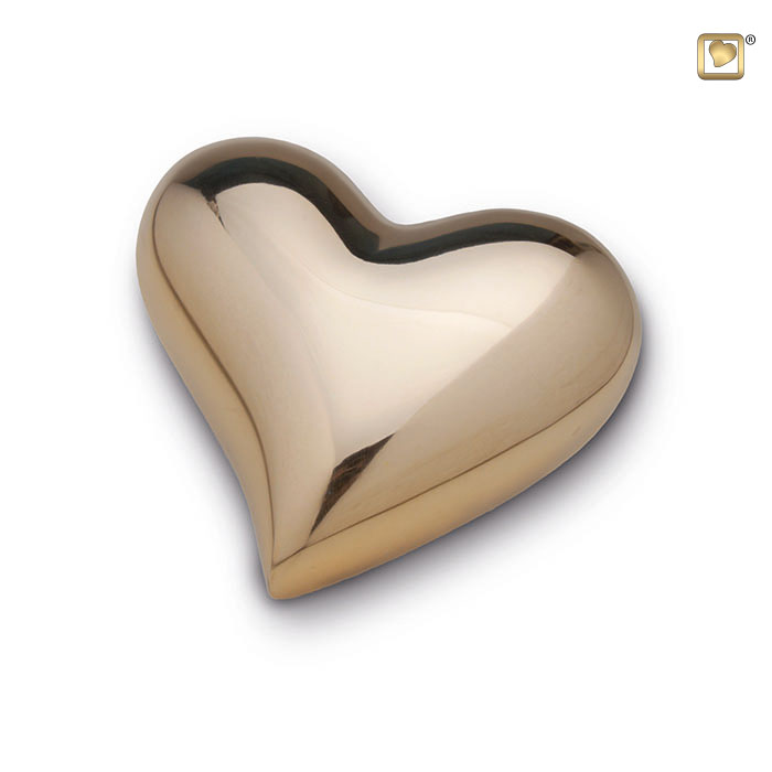 Heart Keepsake Urn Polished Gold