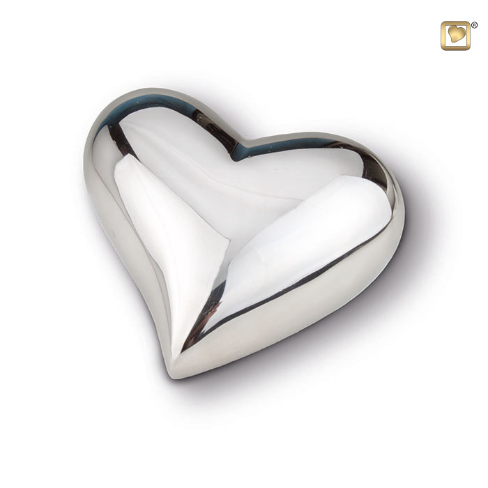 Heart Keepsake Urn Polished Silver