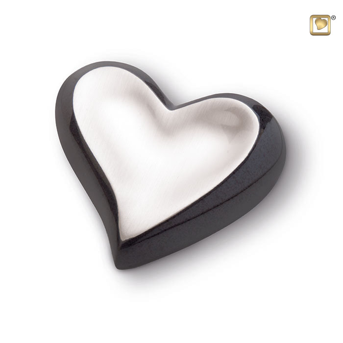 Heart Keepsake Urn Midnight & Brushed Pewter