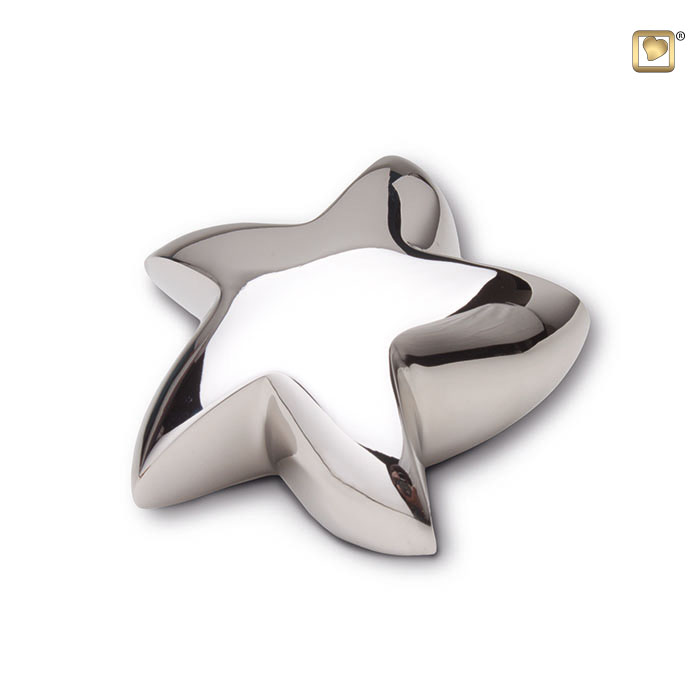 Angelic Star Keepsake Urn Polished Silver