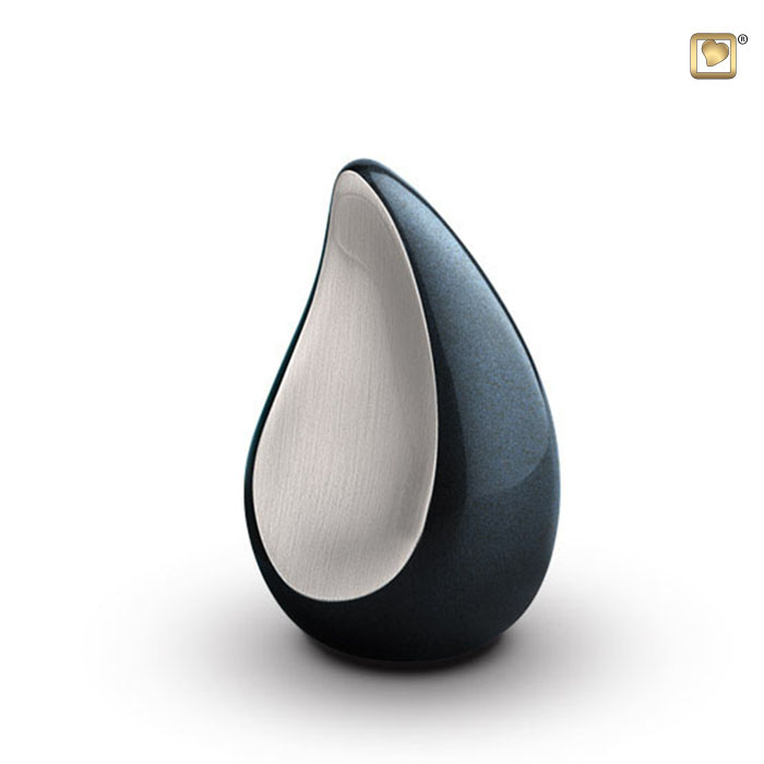 TearDrop Medium Urn Midnight & Brushed Pewter