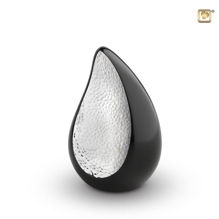TearDrop Medium Urn Black & Hammered Silver