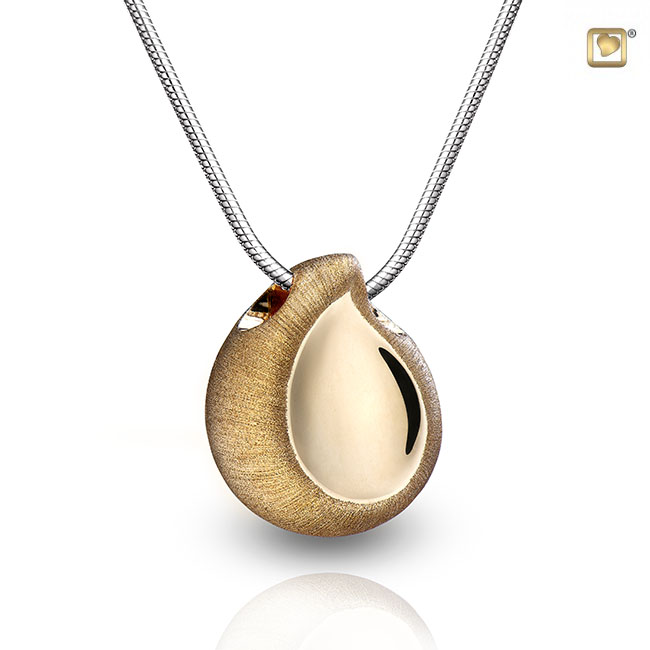 TearDrop Ashes Pendant Polished & Brushed Gold Vermeil