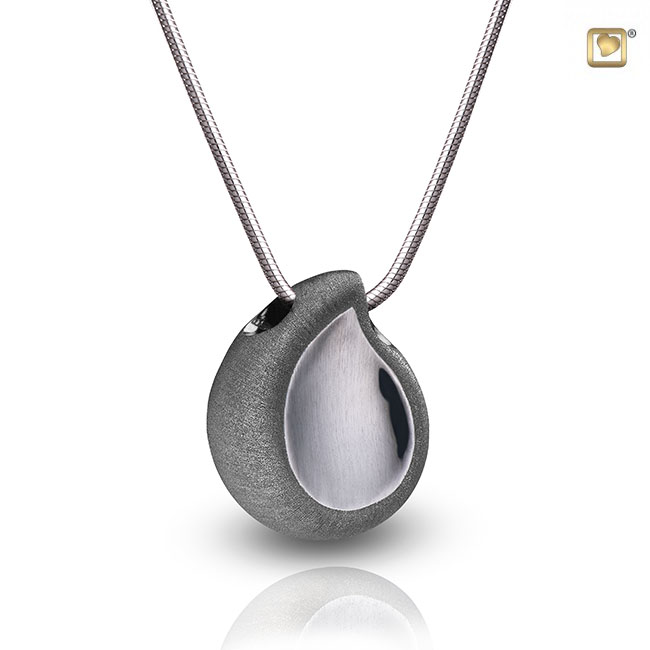TearDrop Ashes Pendant Polished & Brushed Ruthenium