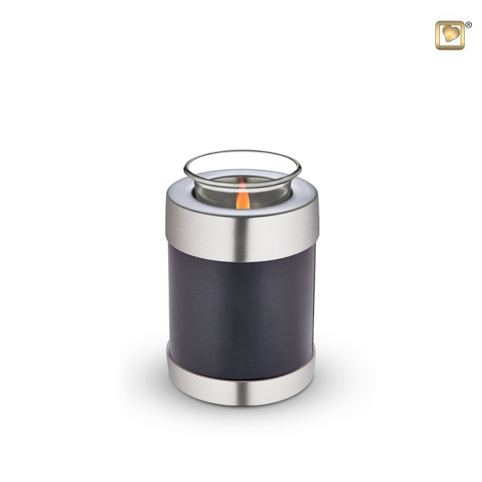 Tealight Urn Midnight & Brushed Pewter