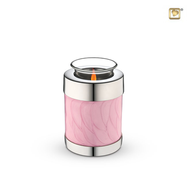 Tealight Urn Pearl Pink & Polished Silver