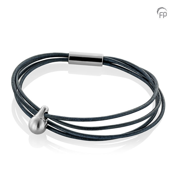 Memento Bracelet (S) Cord Brushed Ashes Bead Black-Petrol