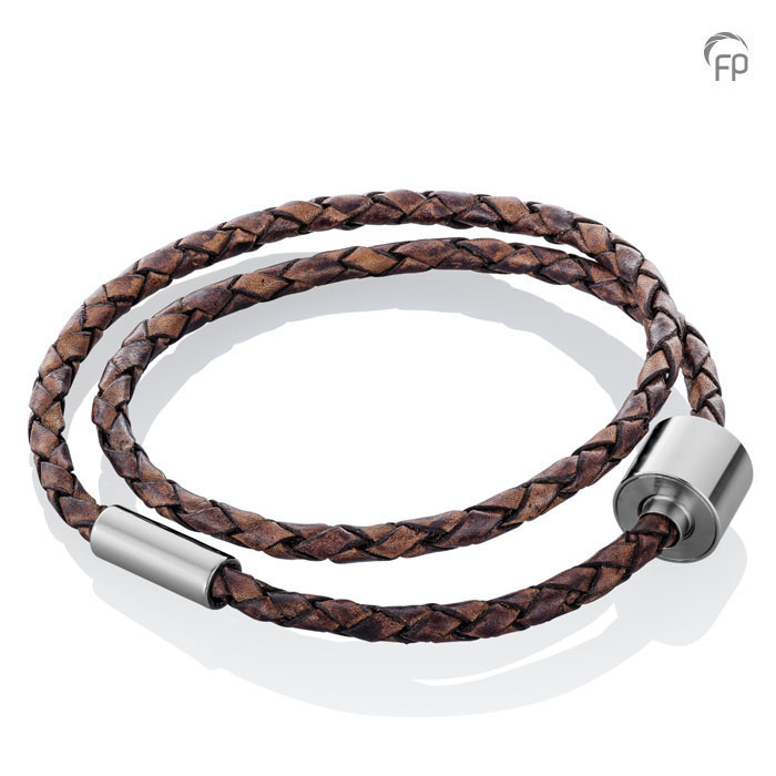 Memento Bracelet (XL) Braided Leather Black Ashes Bead Black