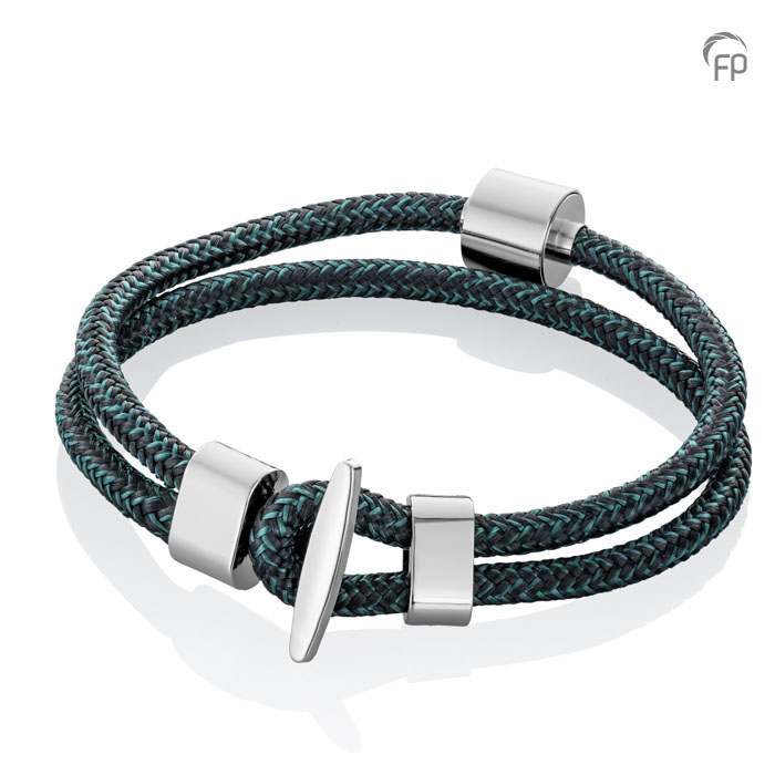 Memento Bracelet (M) Braided Leather Black Ashes Bead Brown