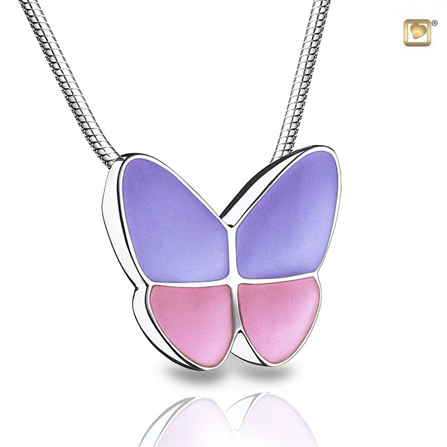 Wings of Hope Ash pendant Pearl Lavender & Polished Silver