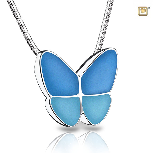Wings of Hope Ash pendant Pearl Blue & Polished Silver