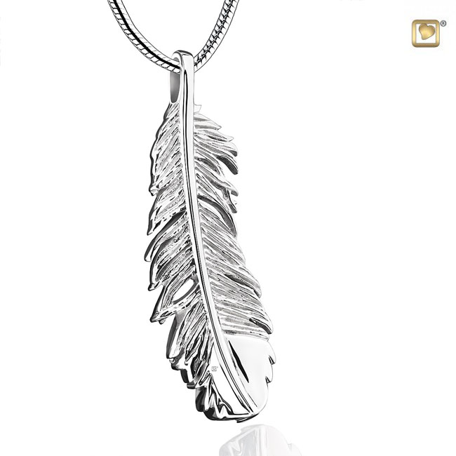 Feather Ash pendant Polished Silver