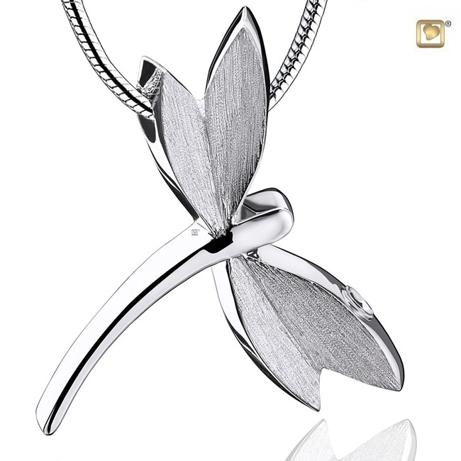 DragonFly Ash pendant Polished & Brushed Silver