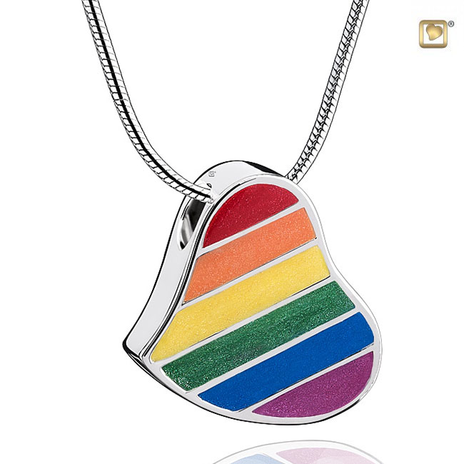 Leaning Heart Pride Ash pendant Polished Silver
