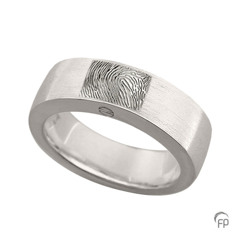 Atlantis ash jewellery ring brushed with fingerprint