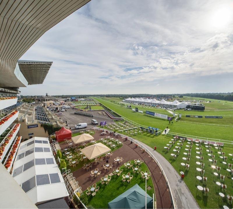 The terrace and green course at Doncaster Racecourse